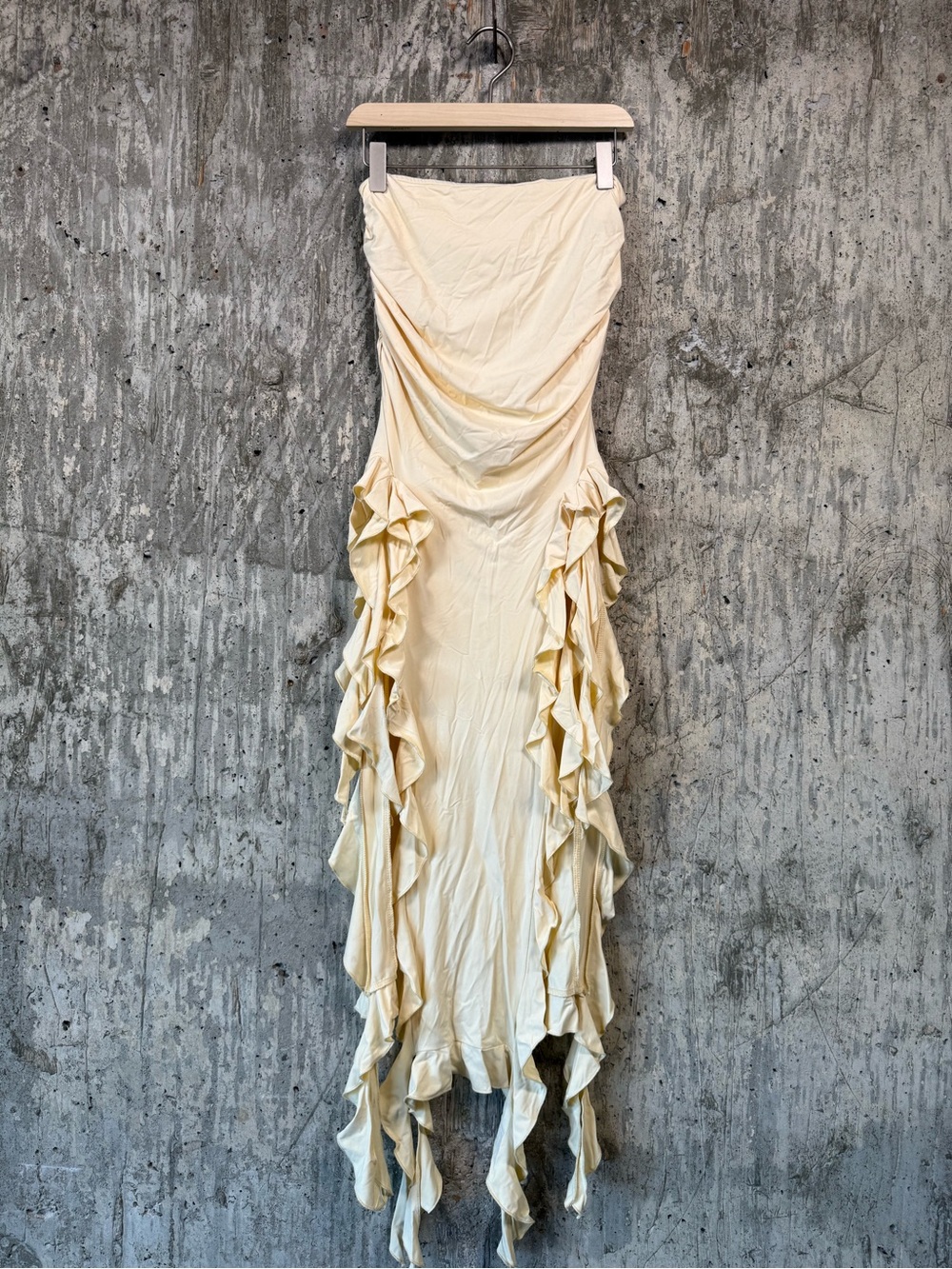 LIONESS Women's Rendezvous Strapless Ruffle Midi Dress Size XS